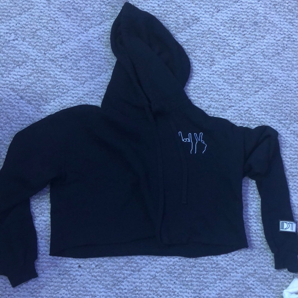 black cropped Dolan Twins hoodie